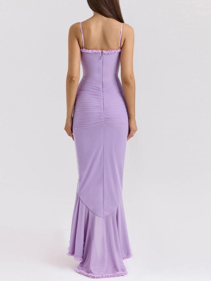 Maxi vestido de malla sin mangas