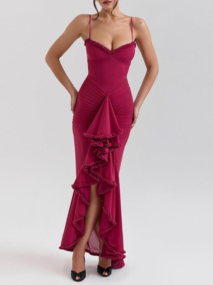 Maxi vestido de malla sin mangas