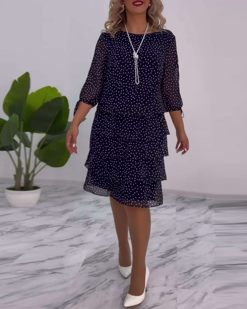 María – Vestido Elegante de Lunares con Falda Fruncida