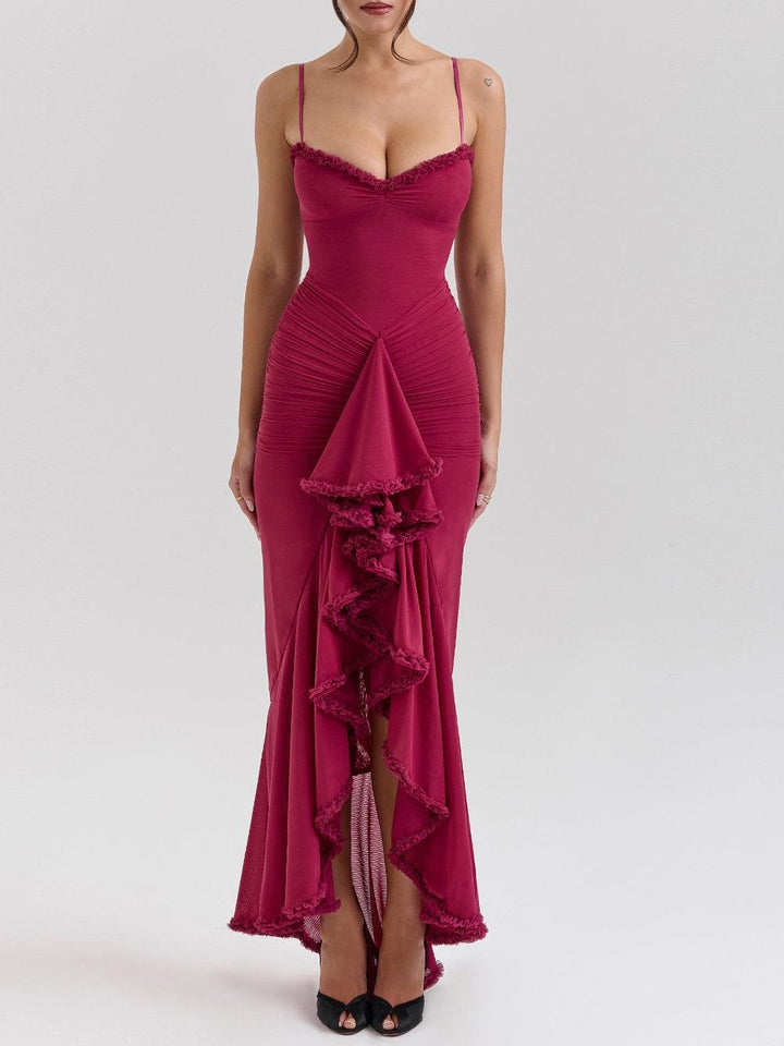 Maxi vestido de malla sin mangas