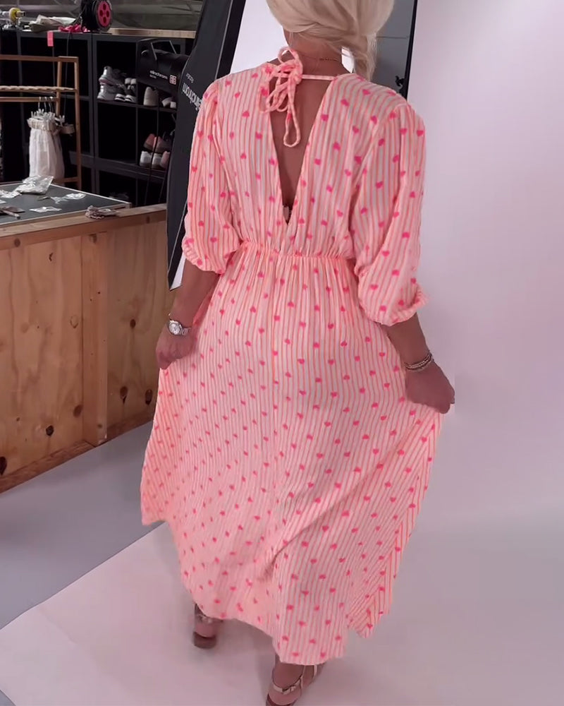 AVA Vestido V con Estampado de Corazones