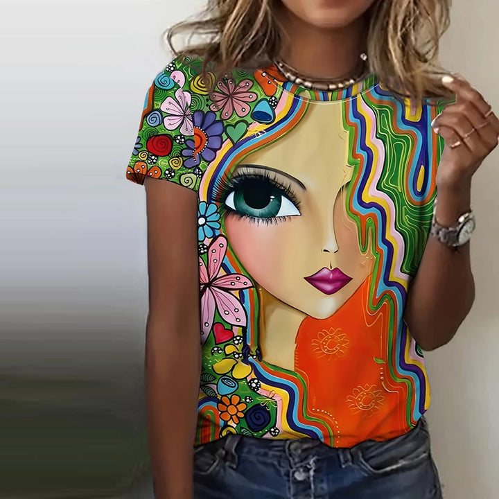 Camiseta Casual Con Estampado Abstracto