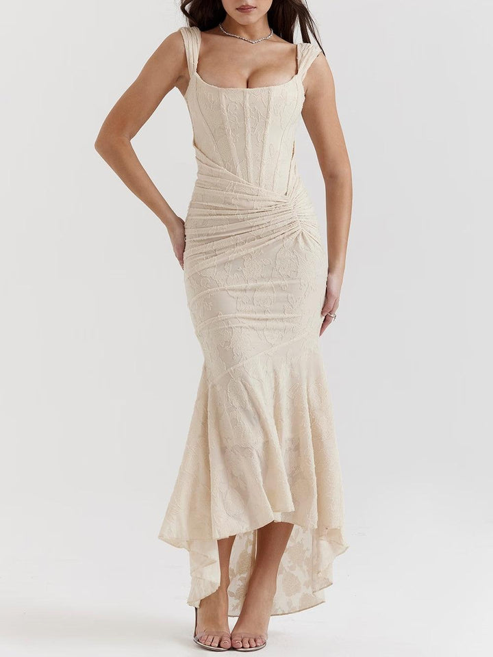 Maxi vestido floral en azul campanilla