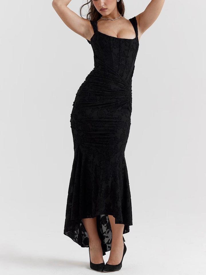 Maxi vestido floral en azul campanilla