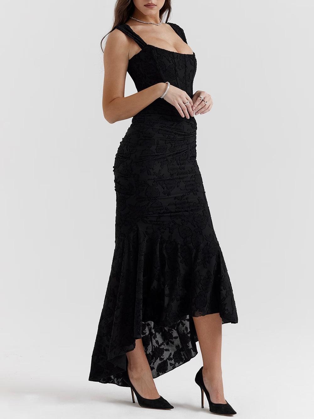 Maxi vestido floral en azul campanilla