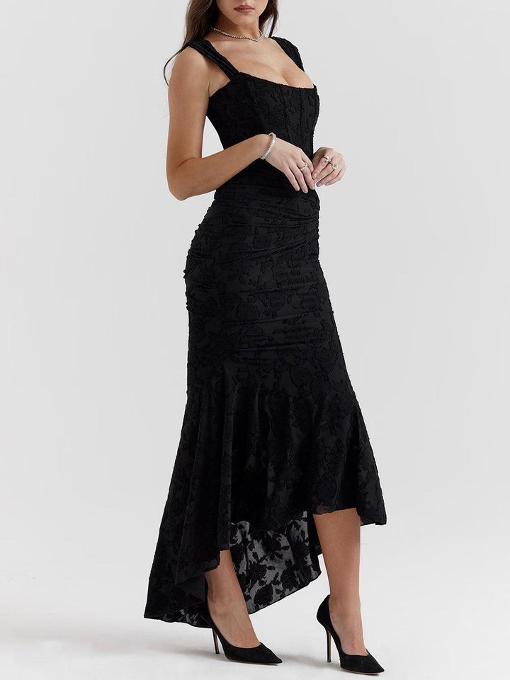 Maxi vestido floral en azul campanilla