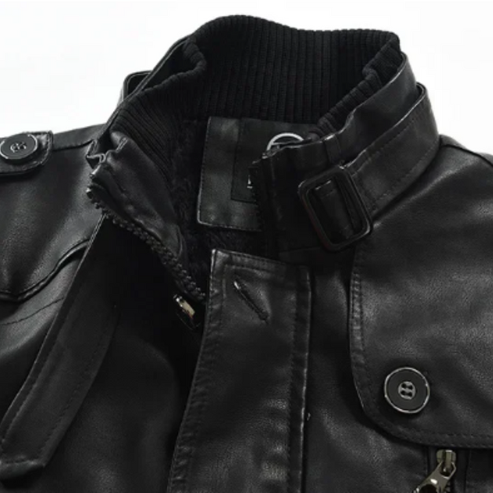 Rafael – Chaqueta de Cuero Biker Elegante y Larga