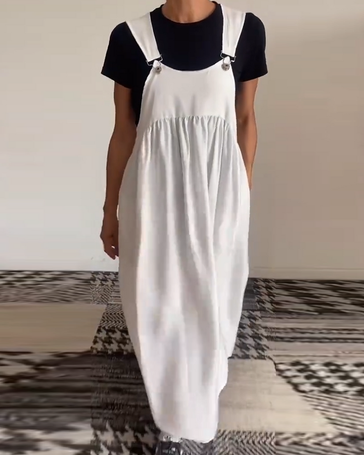 Vestido Sólido Casual con Tirantes Elegantes
