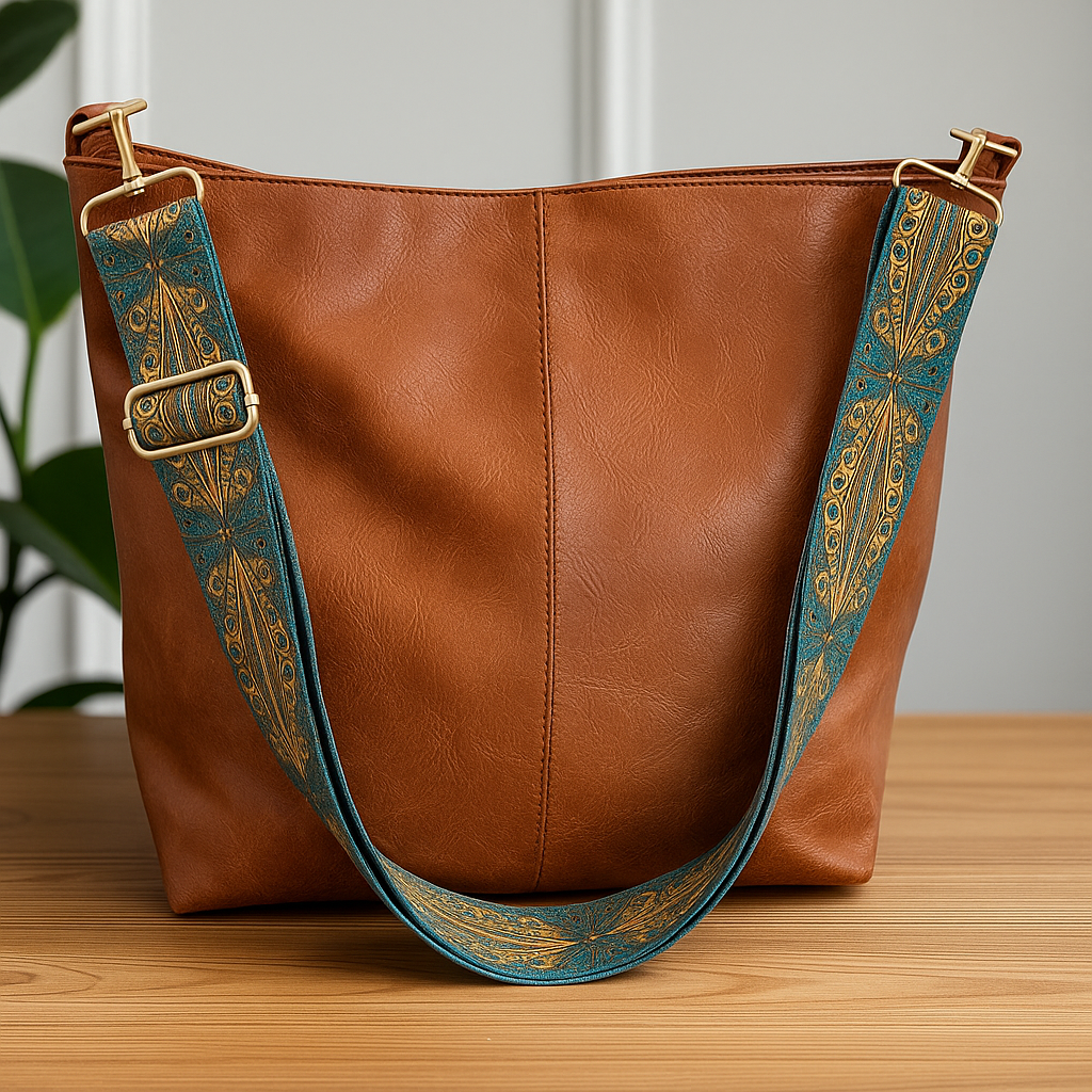Elegante bolsa de hombro de piel vintage
