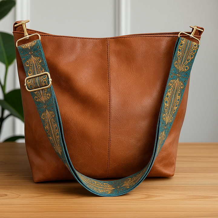 Elegante bolsa de hombro de piel vintage