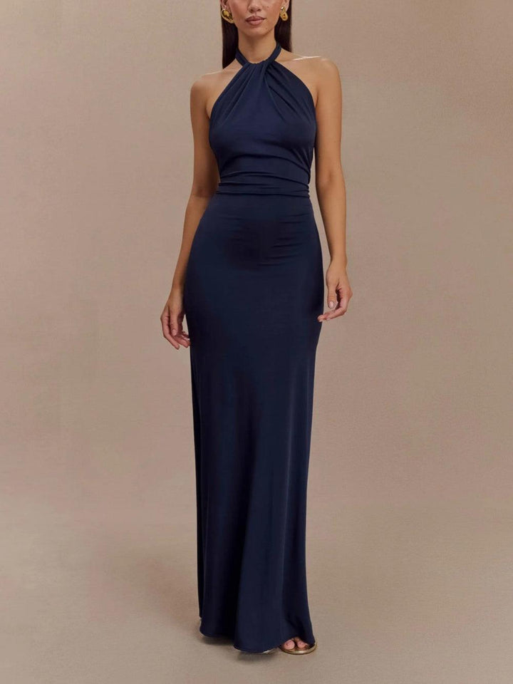 Vestido Maxi Halter Slinky en Azul Marino