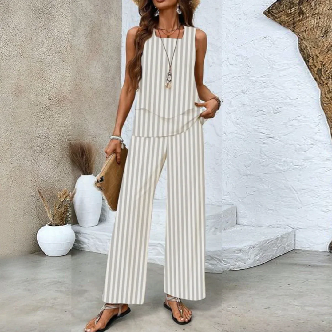 Rosey Conjunto de Dos Piezas con Estampado Botánico y Cuello Cuadrado