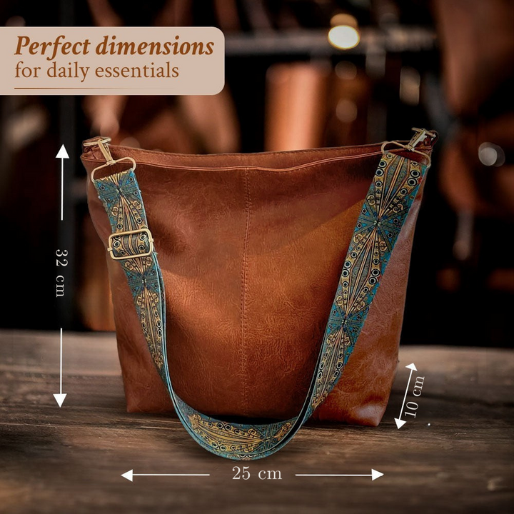 Elegante bolsa de hombro de piel vintage
