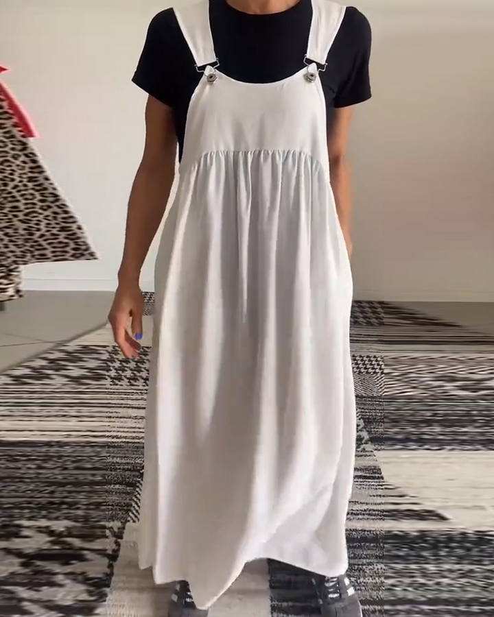 Vestido Sólido Casual con Tirantes Elegantes