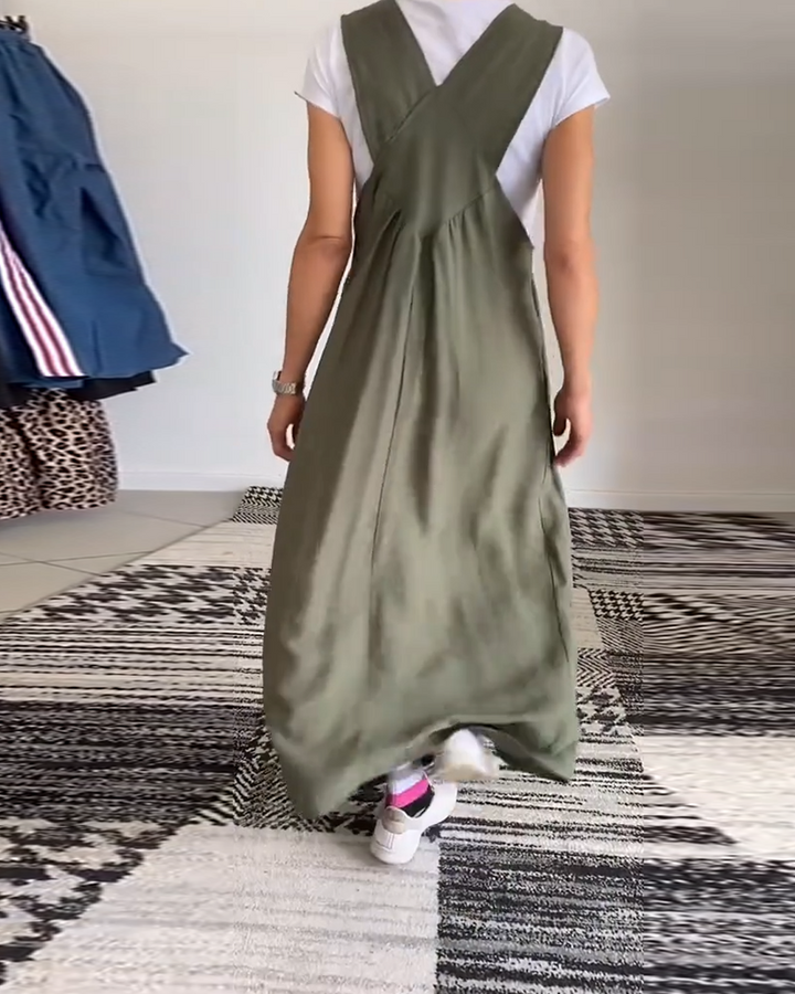 Vestido Sólido Casual con Tirantes Elegantes