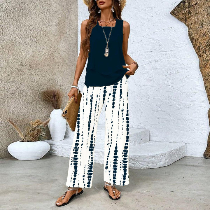 Rosey Conjunto de Dos Piezas con Estampado Botánico y Cuello Cuadrado