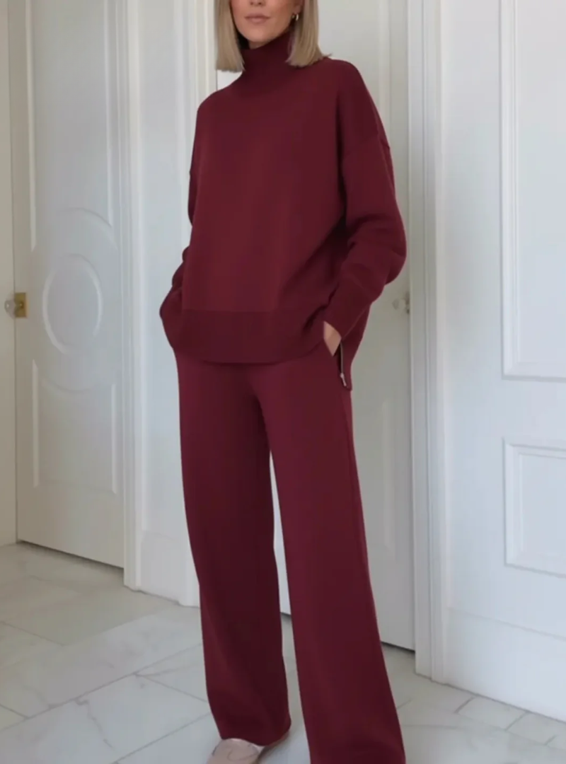 Valeria – Conjunto Informal de Dos Piezas con Cuello Alto