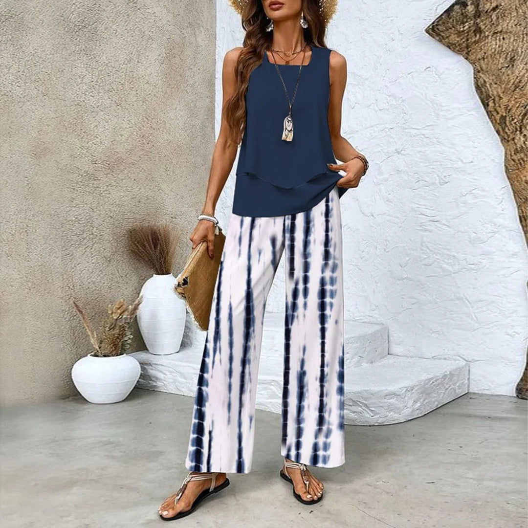 Rosey Conjunto de Dos Piezas con Estampado Botánico y Cuello Cuadrado