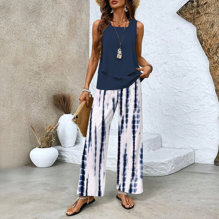 Rosey Conjunto de Dos Piezas con Estampado Botánico y Cuello Cuadrado