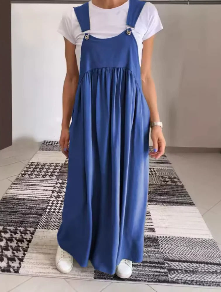 Vestido Sólido Casual con Tirantes Elegantes