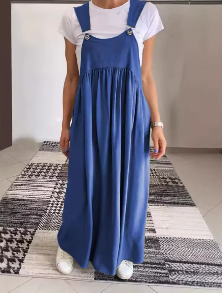 Vestido Sólido Casual con Tirantes Elegantes