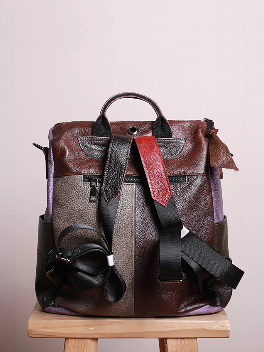 Gabriela | Mochila de Cuero Multicolor con Cremallera