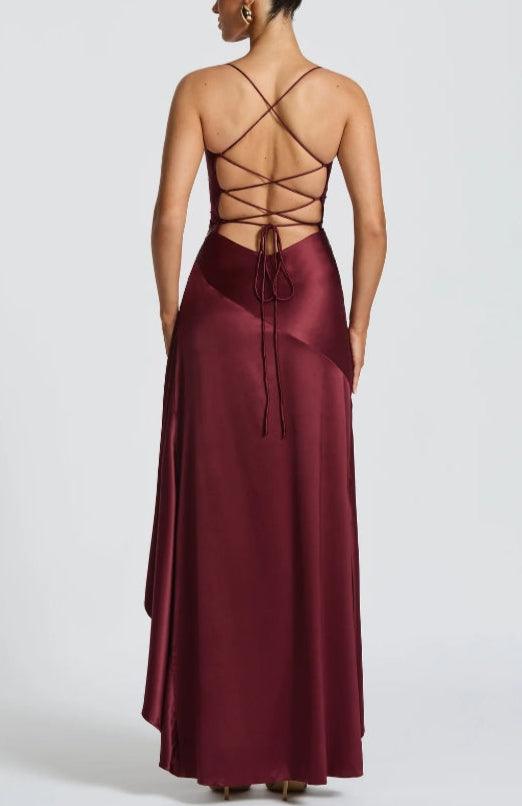 Vestido Maxi Sin Espalda con Elegantes Volantes