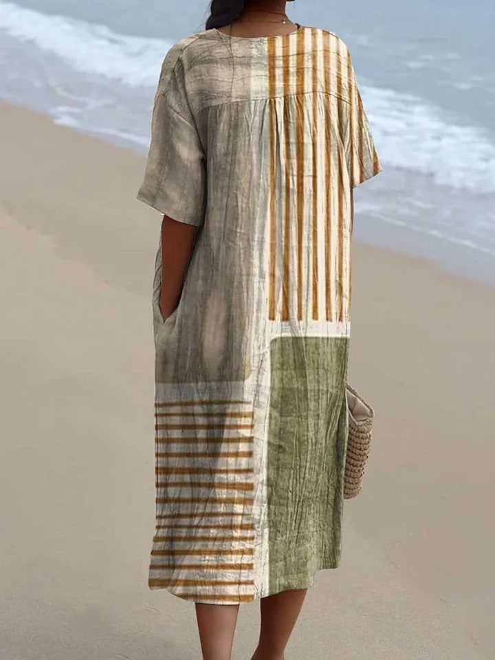 Vestido sin mangas con estampado geométrico abstracto para mujer