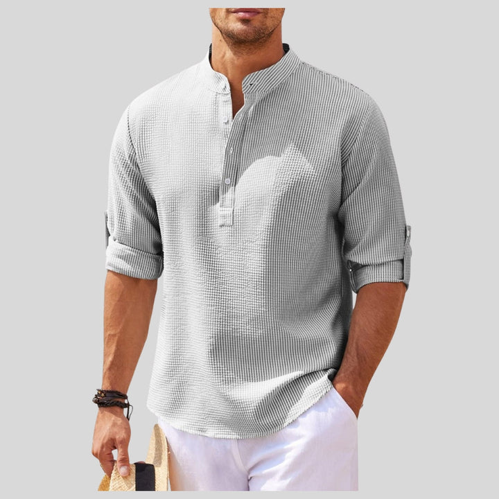 Camisa de Manga Larga de Medio Botón para Hombre Talla Grande Drapoura™