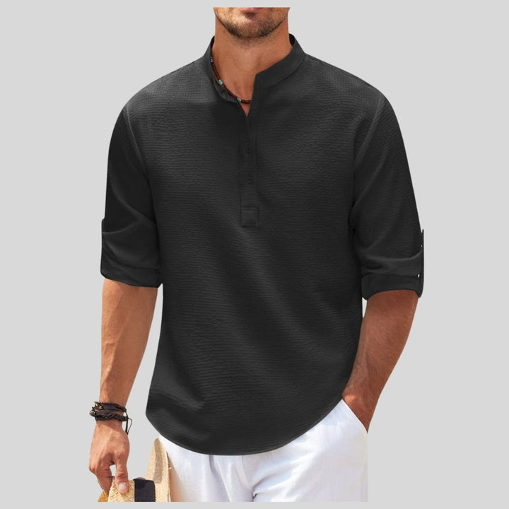 Camisa de Manga Larga de Medio Botón para Hombre Talla Grande Drapoura™