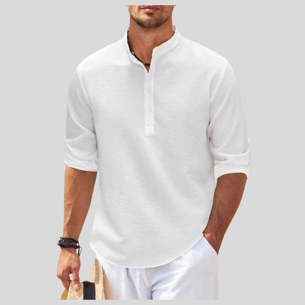 Camisa de Manga Larga de Medio Botón para Hombre Talla Grande Drapoura™