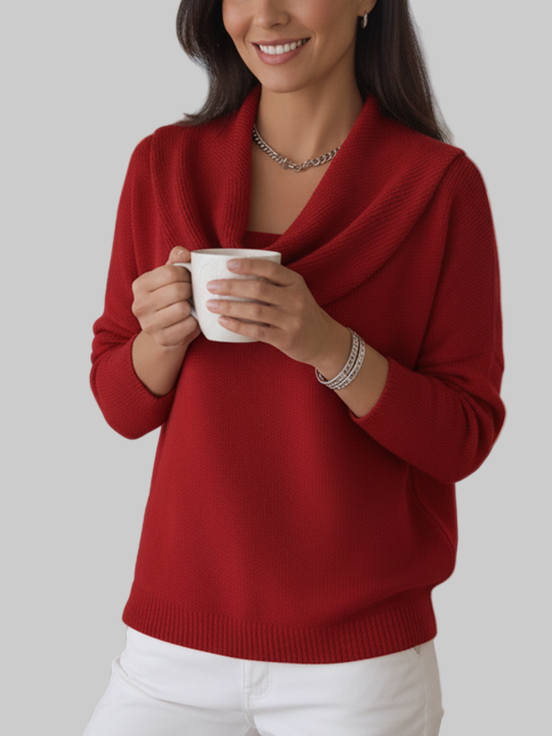 Celestine – Suéter Navideño con Cuello Volante y Toque Acogedor