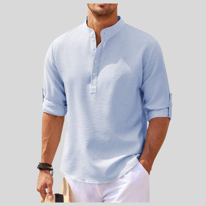 Camisa de Manga Larga de Medio Botón para Hombre Talla Grande Drapoura™