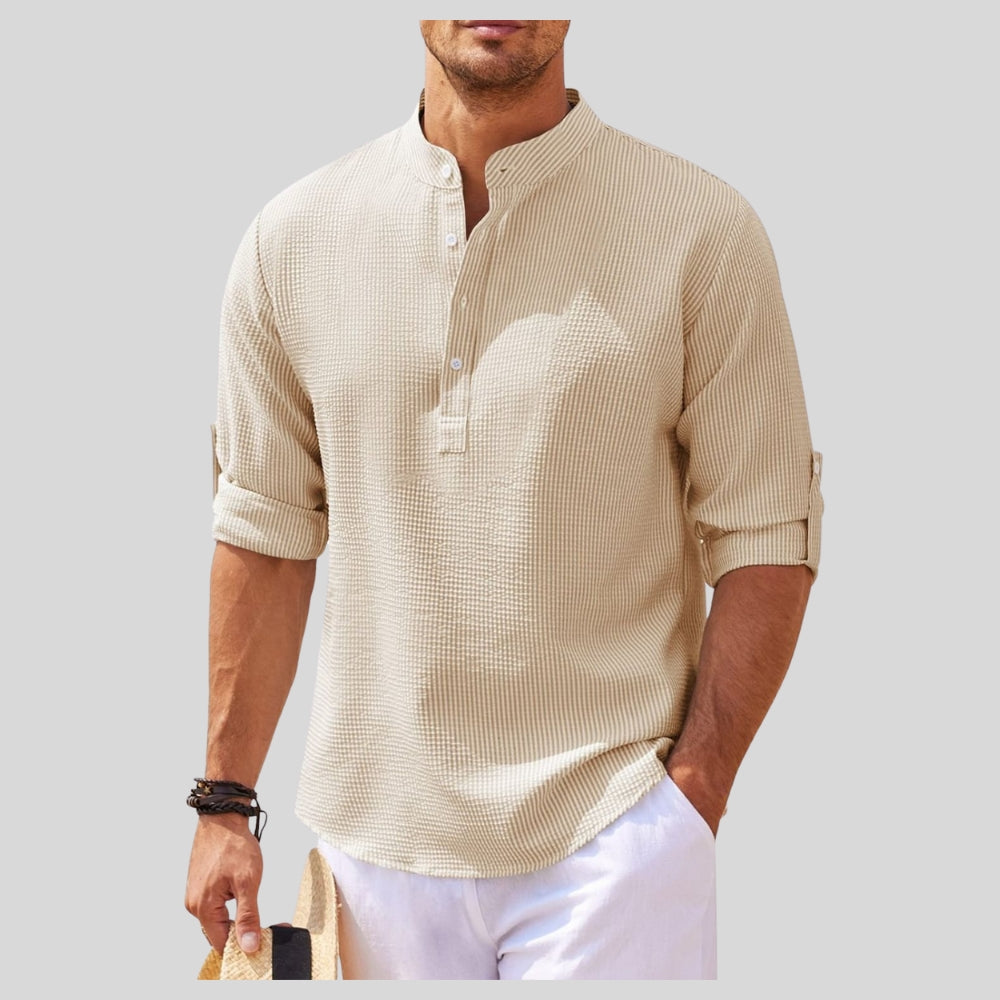 Camisa de Manga Larga de Medio Botón para Hombre Talla Grande Drapoura™