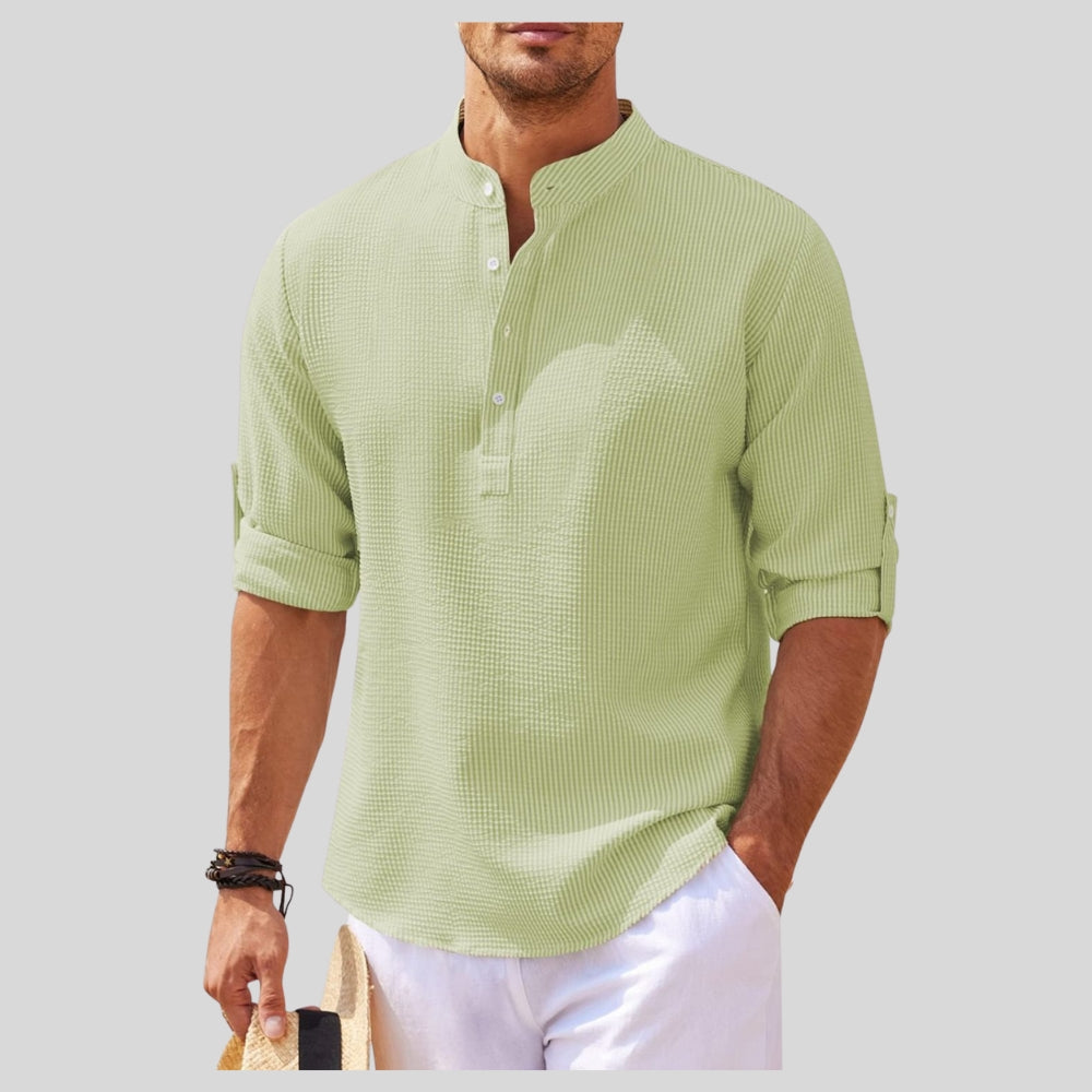 Camisa de Manga Larga de Medio Botón para Hombre Talla Grande Drapoura™