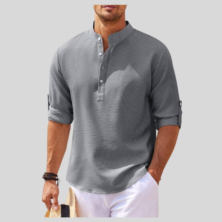 Camisa de Manga Larga de Medio Botón para Hombre Talla Grande Drapoura™