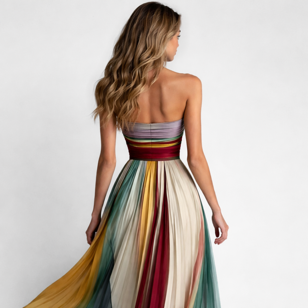 Sofía | Vestido Largo Plisado Multicolor Elegante para Mujer