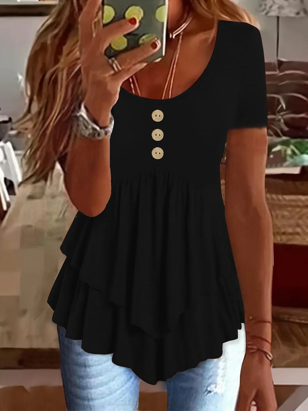 BELLE Blusa Vintage con Volantes