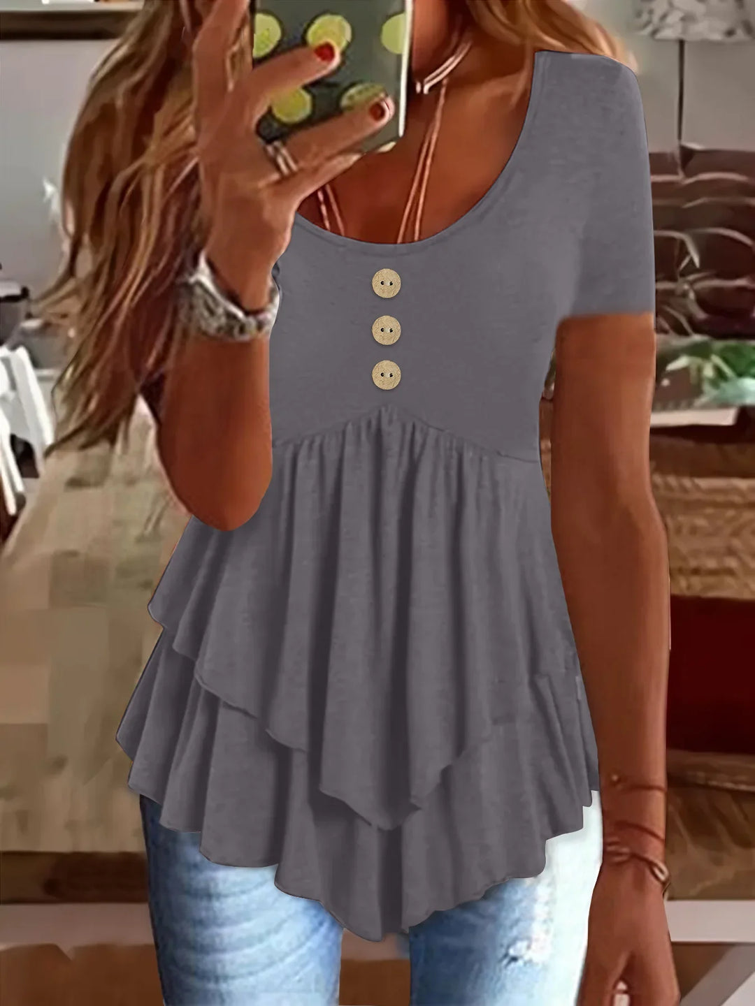 BELLE Blusa Vintage con Volantes