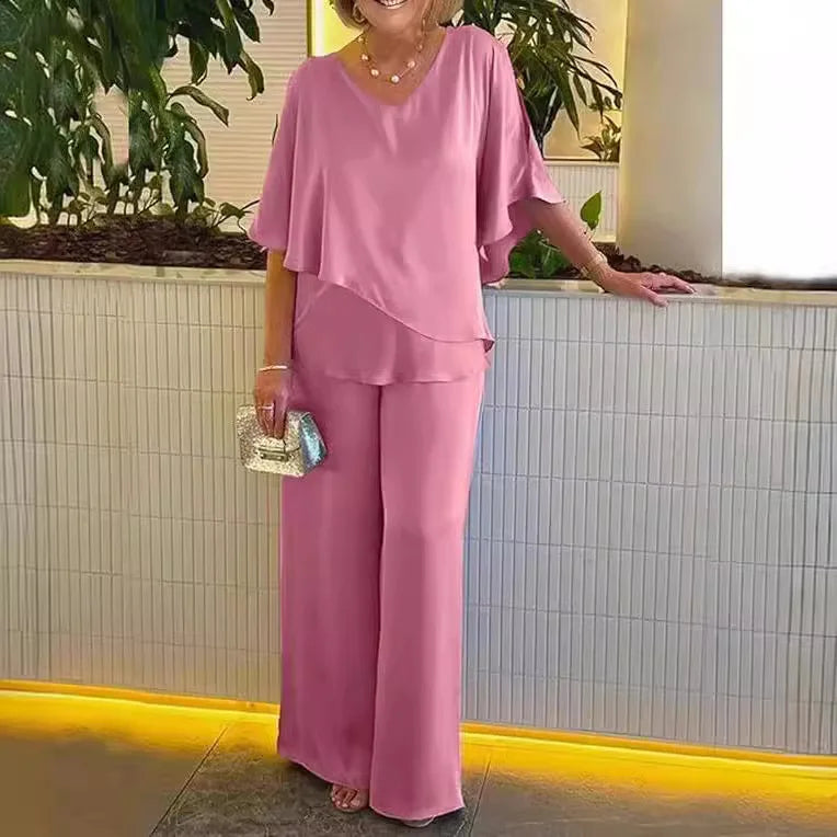 Nia Conjunto de Lounge con Escote en V y Diseño de Hemisferio Irregular