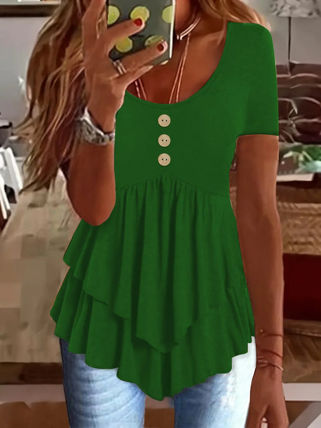 BELLE Blusa Vintage con Volantes