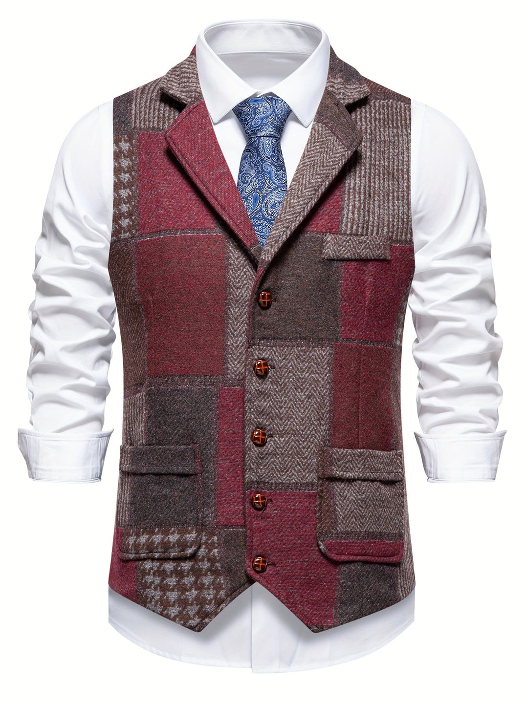 Leo | Chaleco de Tweed con Patrón de Espiga