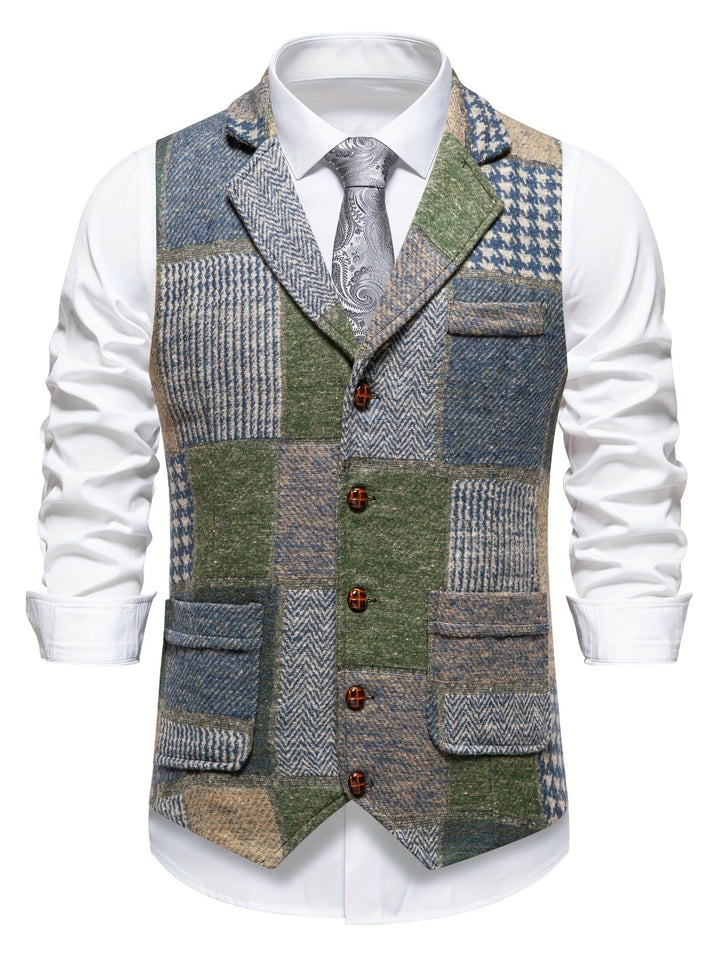 Leo | Chaleco de Tweed con Patrón de Espiga