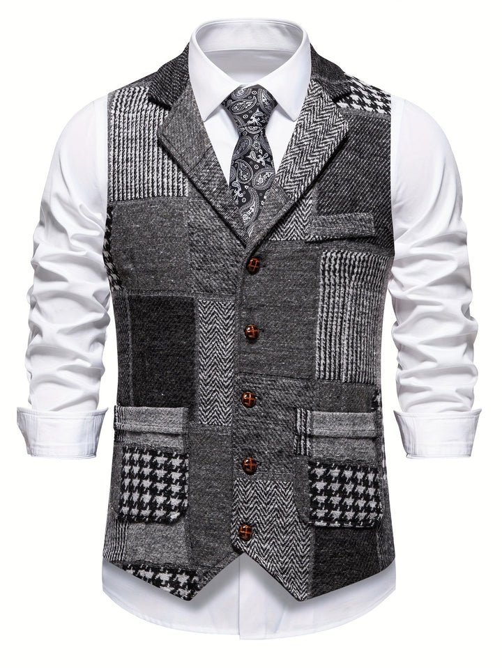 Leo | Chaleco de Tweed con Patrón de Espiga