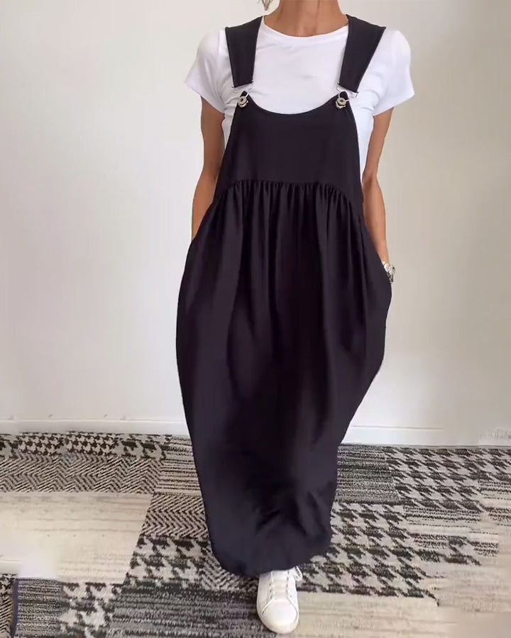 Vestido Sólido Casual con Tirantes Elegantes