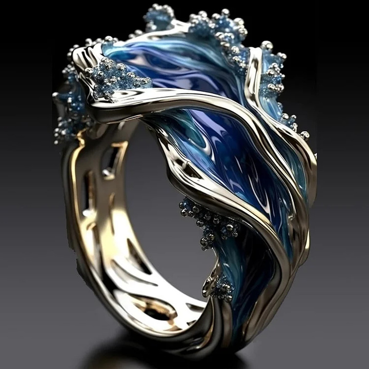 Valeria | Anillo Vintage Dorado Ola Oceánica