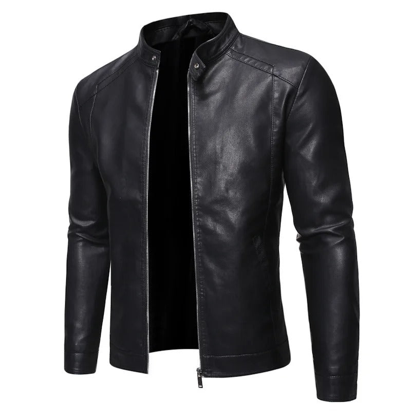 Leonardo – Chaqueta de cuero con cuello alto elegante