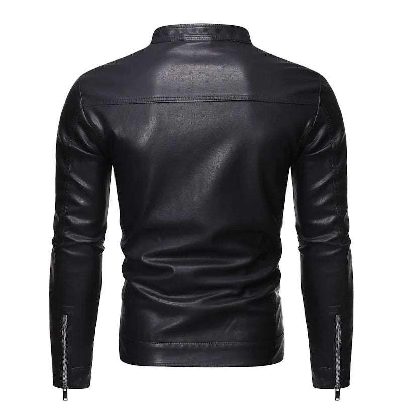 Leonardo – Chaqueta de cuero con cuello alto elegante