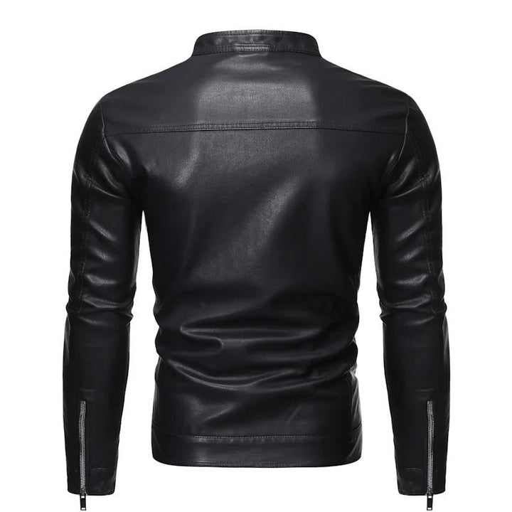 Leonardo – Chaqueta de cuero con cuello alto elegante