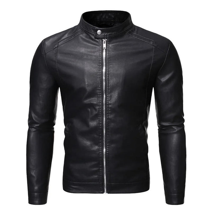 Leonardo – Chaqueta de cuero con cuello alto elegante